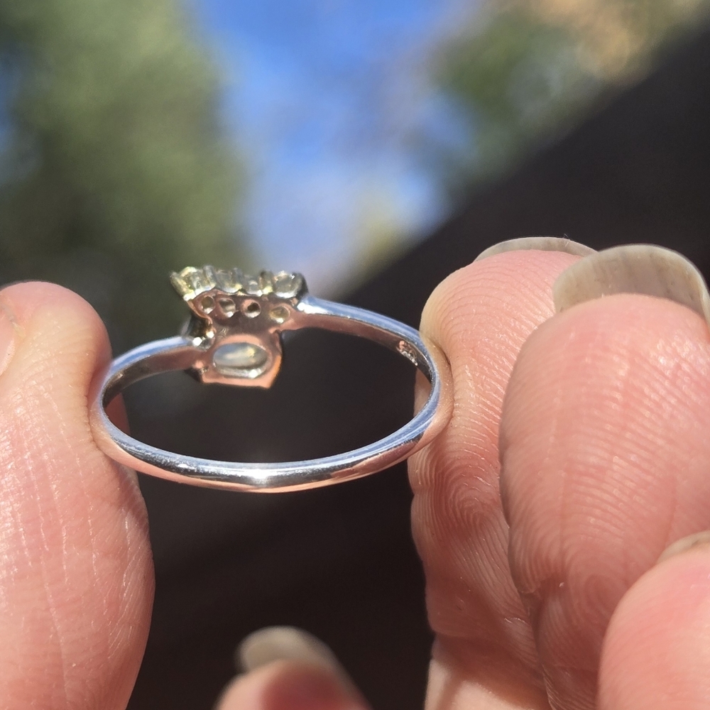Moonstone & Topaz Natural Gemstone Sterling & Gold Ring Sz7 - Picture 9 of 10